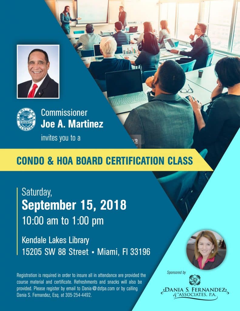 Condo & HOA Board Certification Class flyer